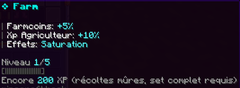 Compétence Farm au niveau 1/5