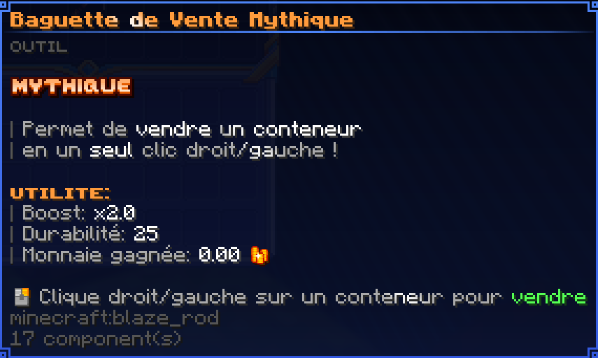 Infobulle de la Baguette de Vente Mythique