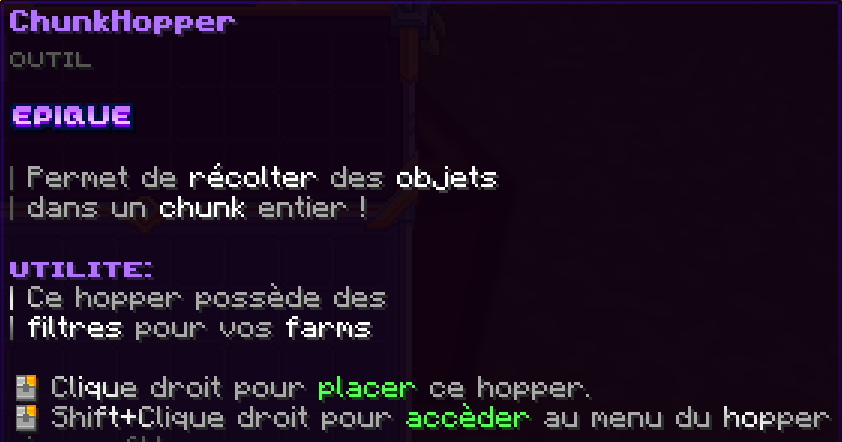 Infobulle du ChunkHopper