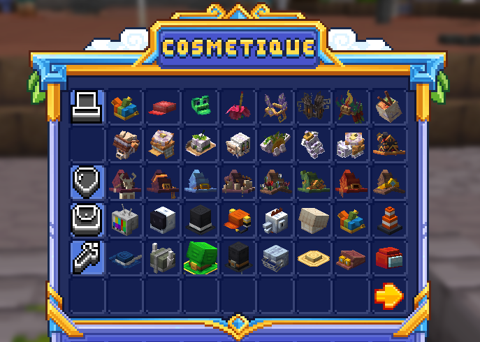 Le menu /cosmetics, page 1