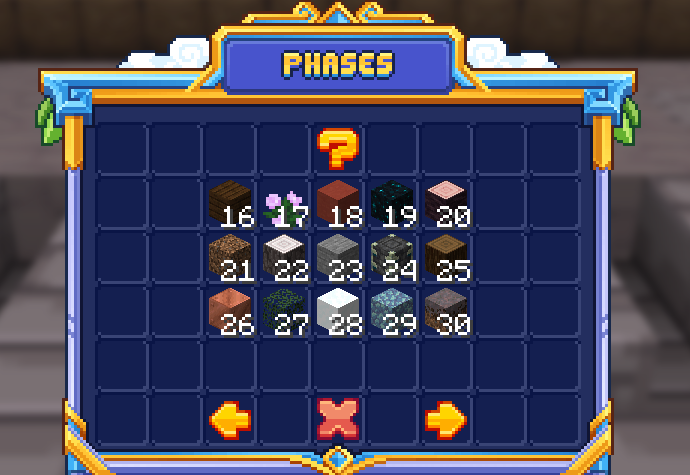 Le menu /phases, page 2 : phases 16 à 30