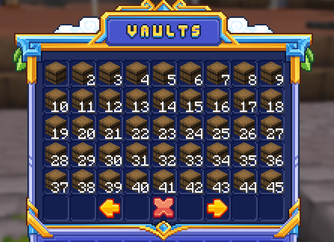 Le menu /vault : 45 coffres par page
