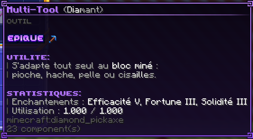 Infobulle du Multi-Tool (Diamant)
