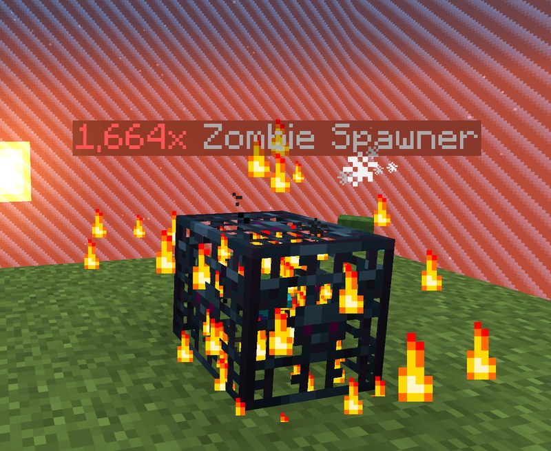 Une pile de spawners : 1 664 × Zombie Spawner