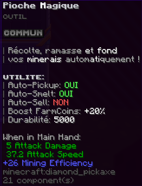 Infobulle de la Pioche Magique