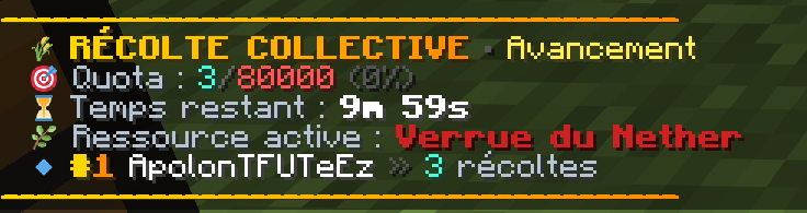 Avancement de la récolte collective