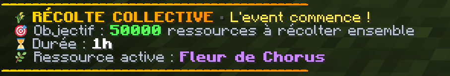 Annonce du début de la récolte par joueur