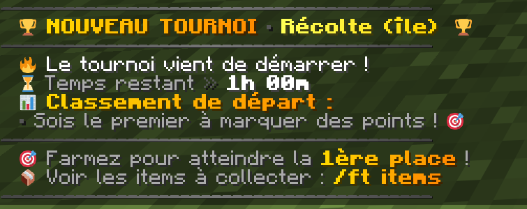 Annonce du début d'un tournoi