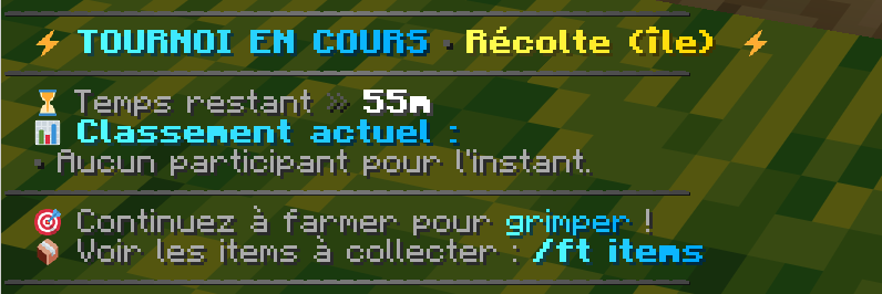 Tournoi en cours : temps restant et classement