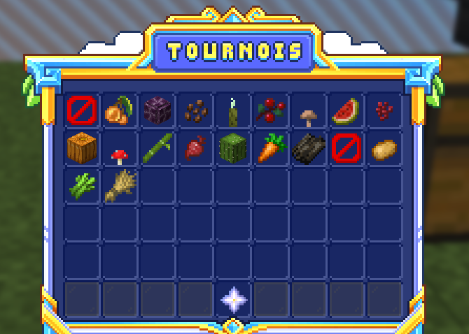 Le menu /ft items : objets à collecter pendant le tournoi