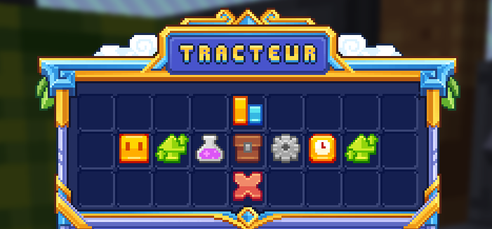 Le menu du tracteur